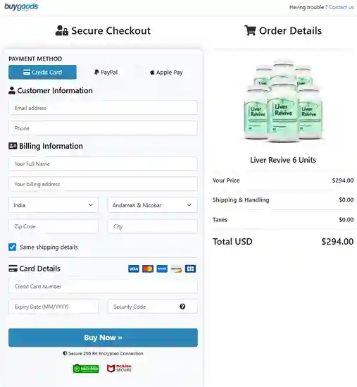 Liver Revive Order Page